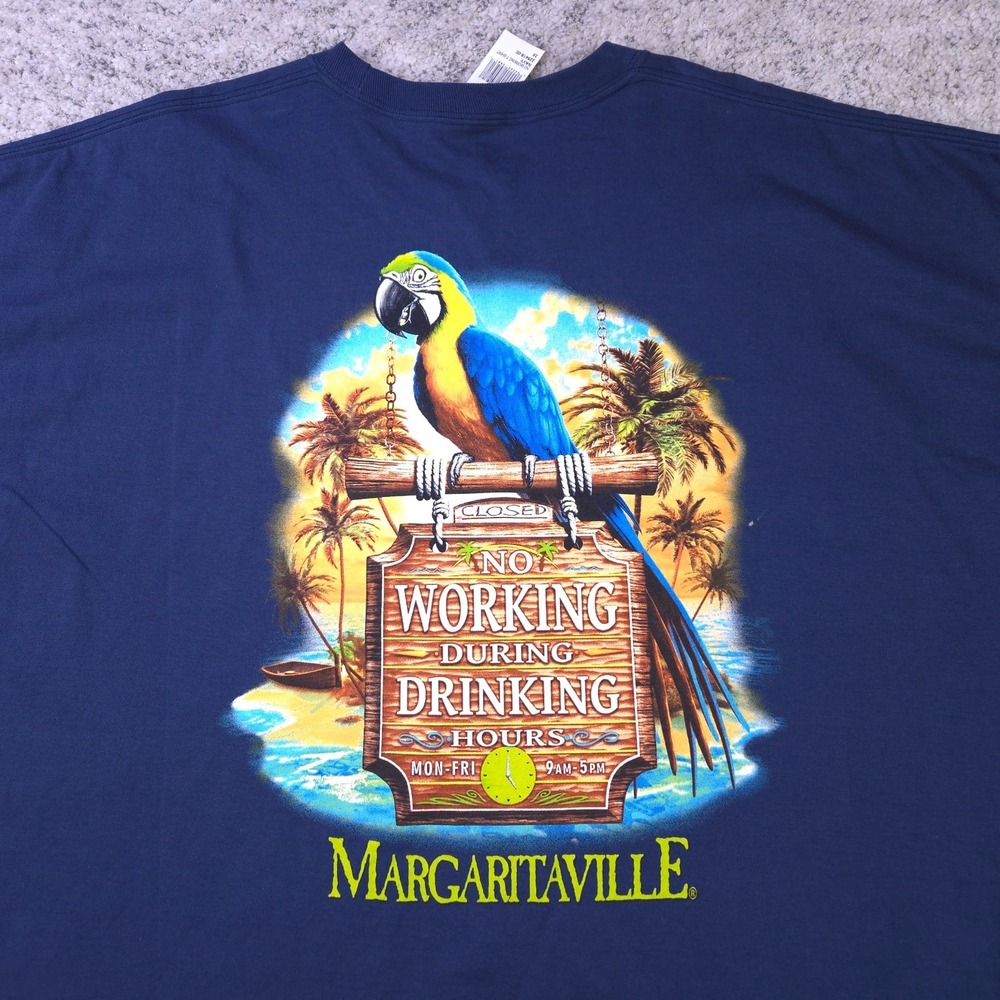 Margaritaville T-Shirt Mens 3XL Graphic Tee Short Sleeve Parrot Drinking Hours